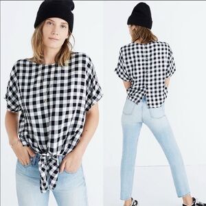 Madewell Button-Back Tie Tee in Buffalo Check